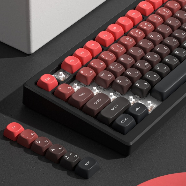Voier MOA โปรไฟล์ 134 คีย์ไล่ระดับสีสีแดง Dye Sub ญี่ปุ่น Custom Key Caps ชุดสําหรับ Cherry Gateron MX Switches คีย์บอร์ดเกมกล