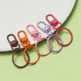 St. kunkka 5Pcs ตะขอก้ามปูพวงกุญแจตะขอก้ามปูสีลูกกวาดพร้อมพวงกุญแจสำหรับทำเครื่องประดับพวงกุญแจ DIY