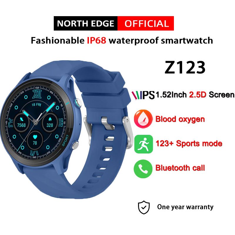 North Edge Z123 Jam Tangan pintar lelaki สไตล์ใหม่ 2024 IP68 กันน้ำ 2.5D หน้าจอโค้งนาฬิกาสปอร์ตแคลอร