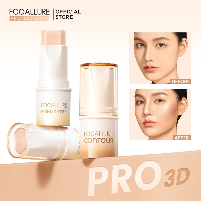 Focallure Pro 3D Creamy Highlighting Stick Natural Glow Brightening Silky Smooth Multi-Dimensional Shimmer แต ่ งหน ้ า