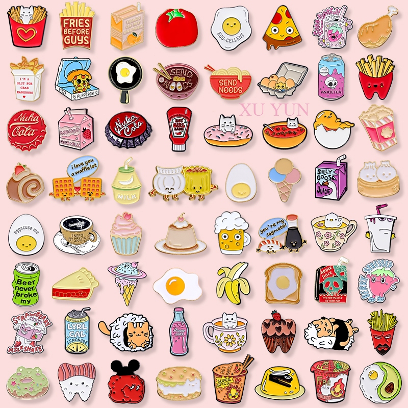 Creative อาหาร Lapel Pin ซูชิไอศกรีมนมกาแฟเคลือบเข ็ มกลัดการ ์ ตูน Gourmet ไข ่ Badge อาหารจัดแต ่ งทรงผมเครื ่ องประดับของขวัญ