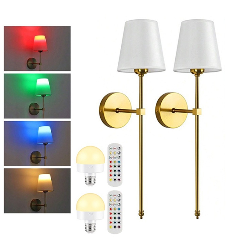 ไฟติดผนังไร้สายผ้า พร้อมหลอดไฟ RGB แบบชาร์จไฟได้ ห้องนอน /ห้องนั่งเล่นโคมโคมไฟผนังพื้นหลัง โมเดิร์น มินิมอล ไฟแต่งบ้าน โคมไฟบันได นอร์ดิก