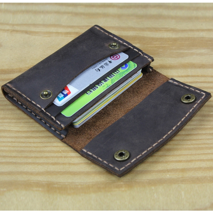 หรูหรา Handmade Crazy Horse ของแท้หนัง Cardholder ผู้ชายบัตรเครดิต ID ผู้ถือผู้หญิงธุรกิจกระเป๋าสตาง