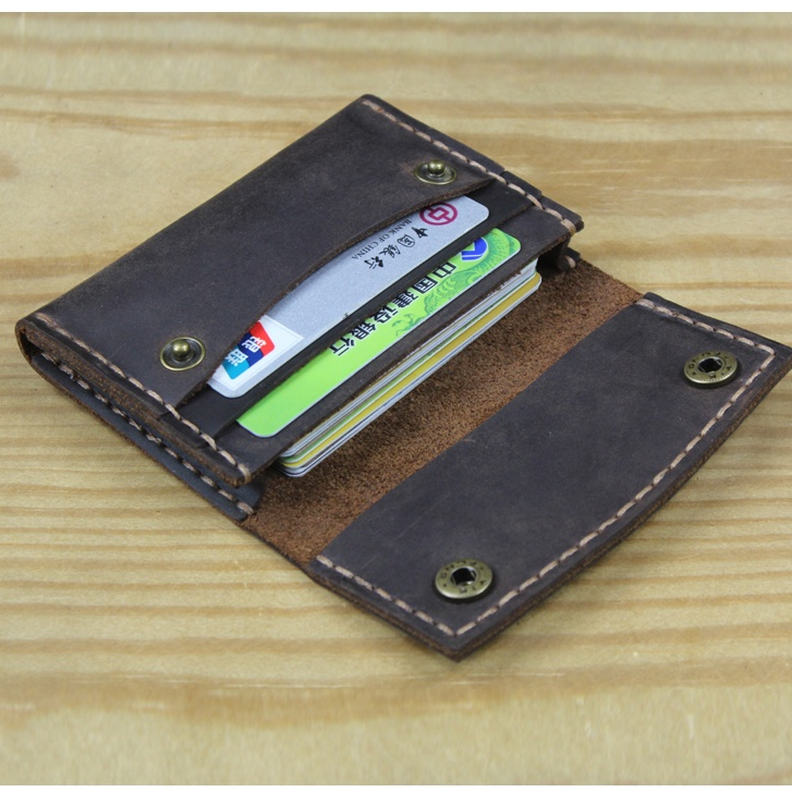 หรูหรา Handmade Crazy Horse ของแท้หนัง Cardholder ผู้ชายบัตรเครดิต ID ผู้ถือผู้หญิงธุรกิจกระเป๋าสตาง