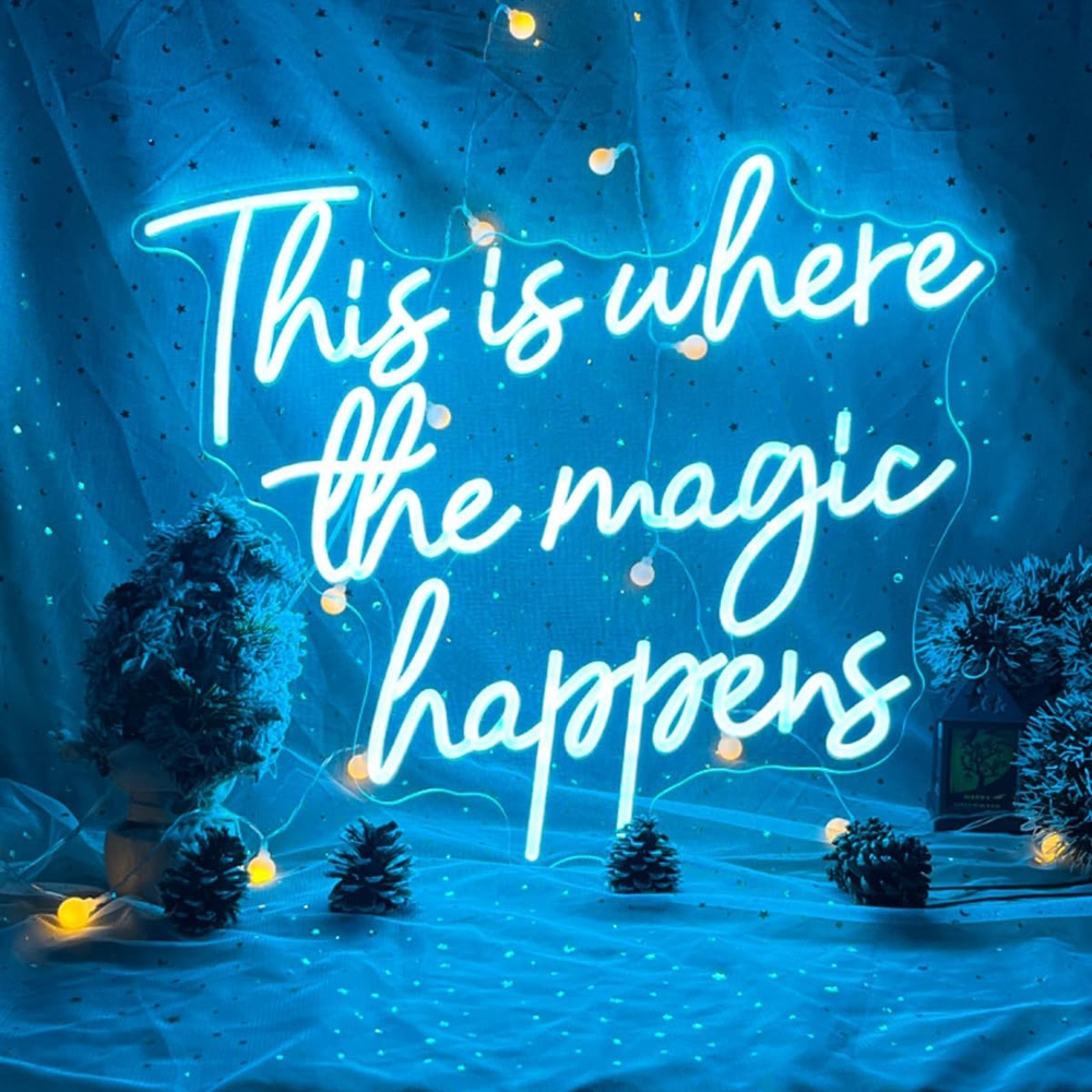 This Is Where The Magic Happens Neon Signs สําหรับ Wall Décor, LED Neon Light Sign สําหรับงานแต่งงาน, วันเกิด, หมั้น, Bachelorette Party, Bar, LED Sign ของขวัญสําหรับชายหญิง