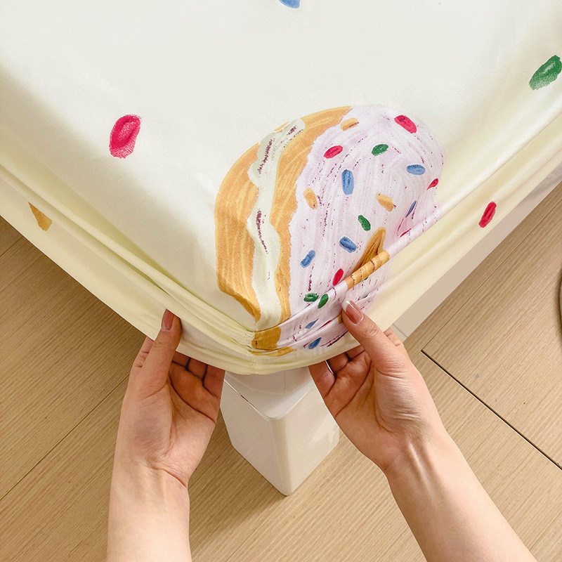 ผ้าปูที่นอน​6ฟุต 3ฟุต ​5ฟุต ผ้าปู ผ้าปูรัดมุม ผ้ารองกันเปื้อน ดอกไม้ น่ารัก การ์ตูน เฮลโลคิตตี้/Monster University/โดนัท single - รูปที่ 7