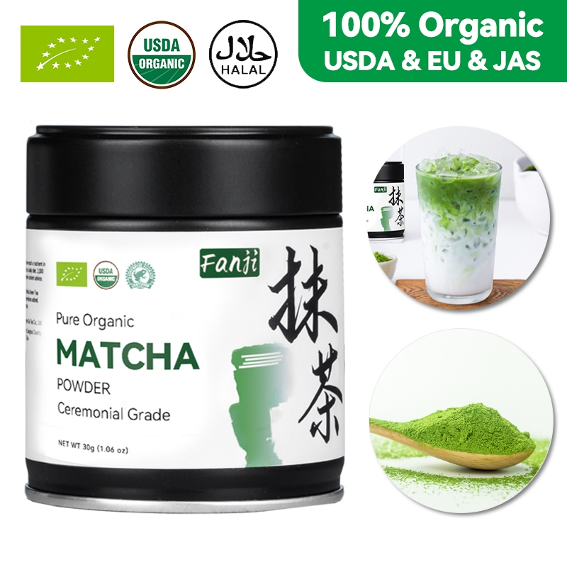 Organic Matcha ชาเขียวมัทฉะออร์แกนิคเกรดพิธีการ แป้งชาเขียวมัทฉะฮาลาล-USDA/EU/JAS รับรอง  มัทฉะ pure ปราศจากสารเติมแต่ง ไม่ใส่สี-halal matcha เกรดพิธี 30g