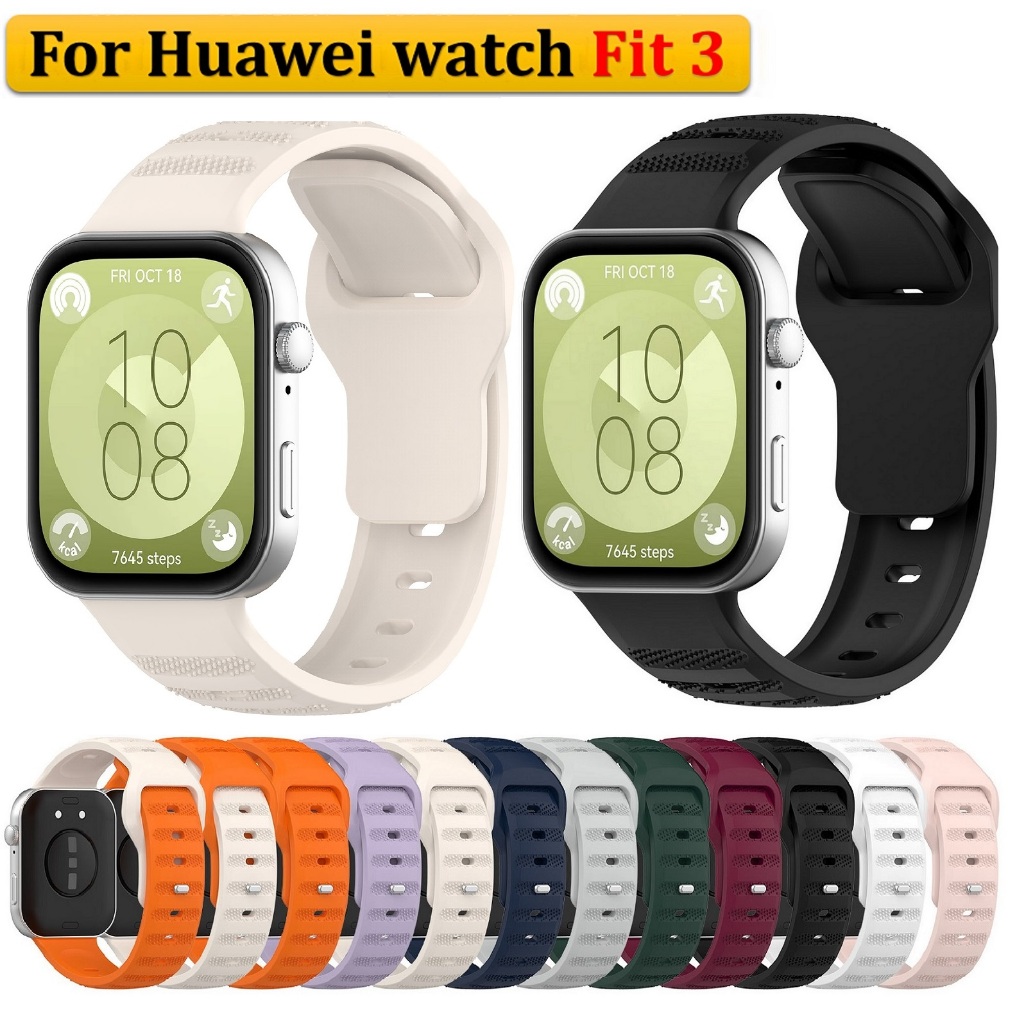 สาย huawei watch fit 3 Strap เนื ้ อซิลิโคนนาฬิกา Huawei fit 3 สาย สายกีฬานุ ่ ม Huawei fit3 สายรัดข ้ อมือเข ็ huawei watch fit 3 สาย มขัดสร ้ อยข ้ อมือสําหรับ สาย Huawei Watch fit3 สายสมาร ์ ทสายนาฬิกาอุปกรณ ์ เสริม สาย Huawei watch fit 2 Strap