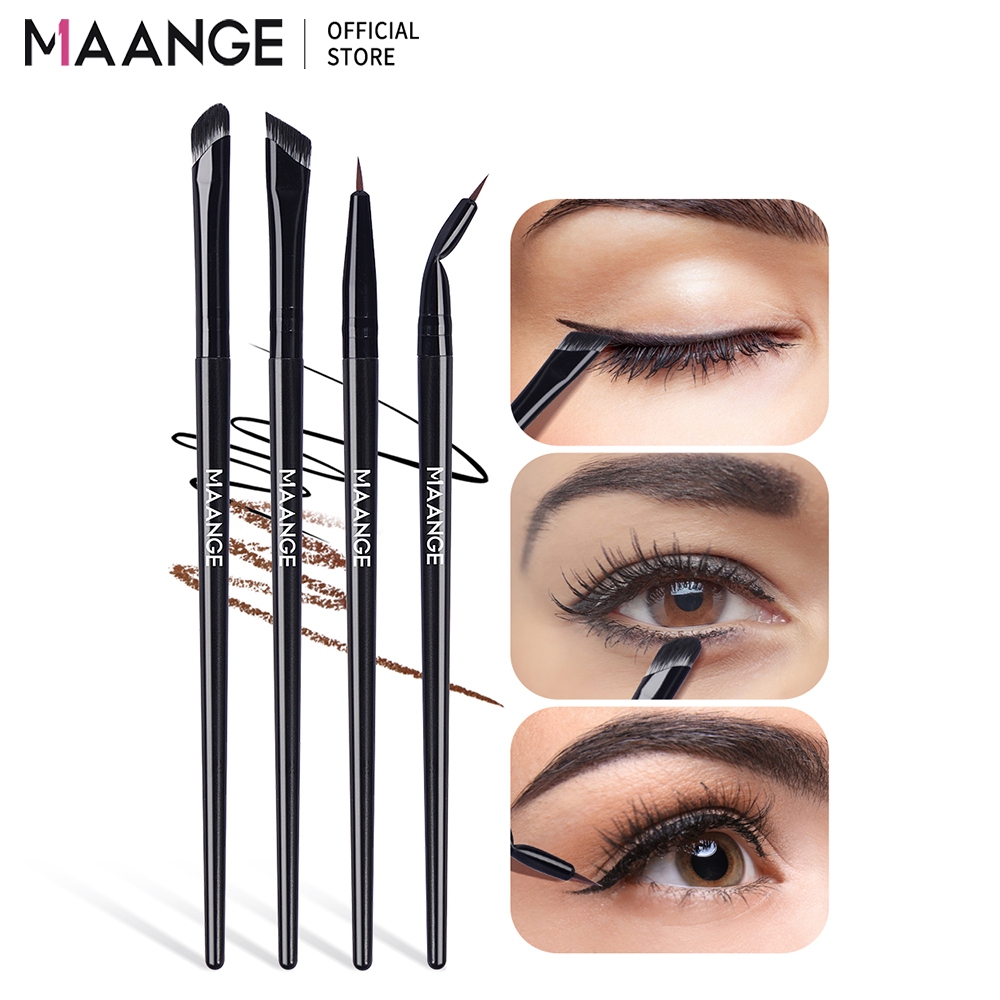 Maange ชุดแปรงแต่งหน้า เครื่องสําอาง สีดํา แบบมืออาชีพ สําหรับผู้หญิง 4 ชิ้น