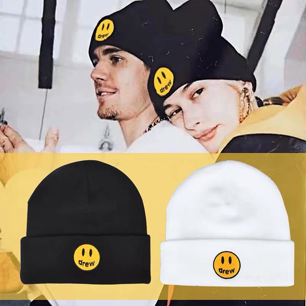ส่วนบุคคลหมวกเย็น Justin Bieber สไตล์เดียวกัน Drew House Street Beanies ฤดูใบไม้ร่วงฤดูหนาวถักหมวกสําหรับผู้ชายและผู้หญิง