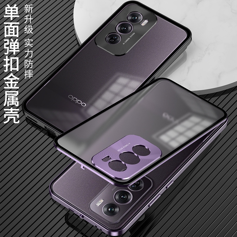 สําหรับ OPPO Reno 12 Pro กรณีหรูหราอลูมิเนียมกรอบโลหะกันชนอะคริลิคใส Hard Case สําหรับ OPPO Reno 12 คลุมทั้งหมด