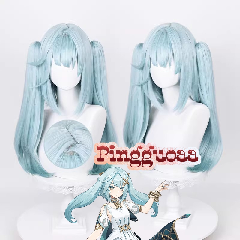 【Manmei】Genshin Impact Faruzan Cosplay Wig 50cm Long Double Ponytails Heat Resistant Synthetic Wigs
