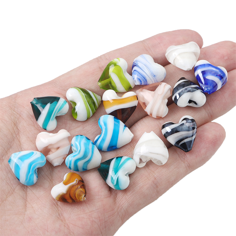 15 * 15 มม . 2 ชิ ้ น/bag แก ้ วทาสีมือรักนมลายจับคู ่ ลูกปัดสีสําหรับเครื ่ องประดับ DIY แขวนอุปกรณ ์ เสริม