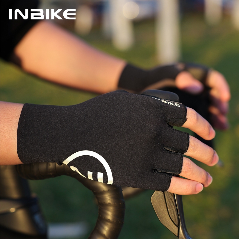 INBIKE ถุงมือขี่จักรยาน แบบครึ่งนิ้ว เจล ดูดซับแรงกระแทก ฤดูร้อน สําหรับผู้ชาย จักรยานเสือภูเขา เสือหมอบ