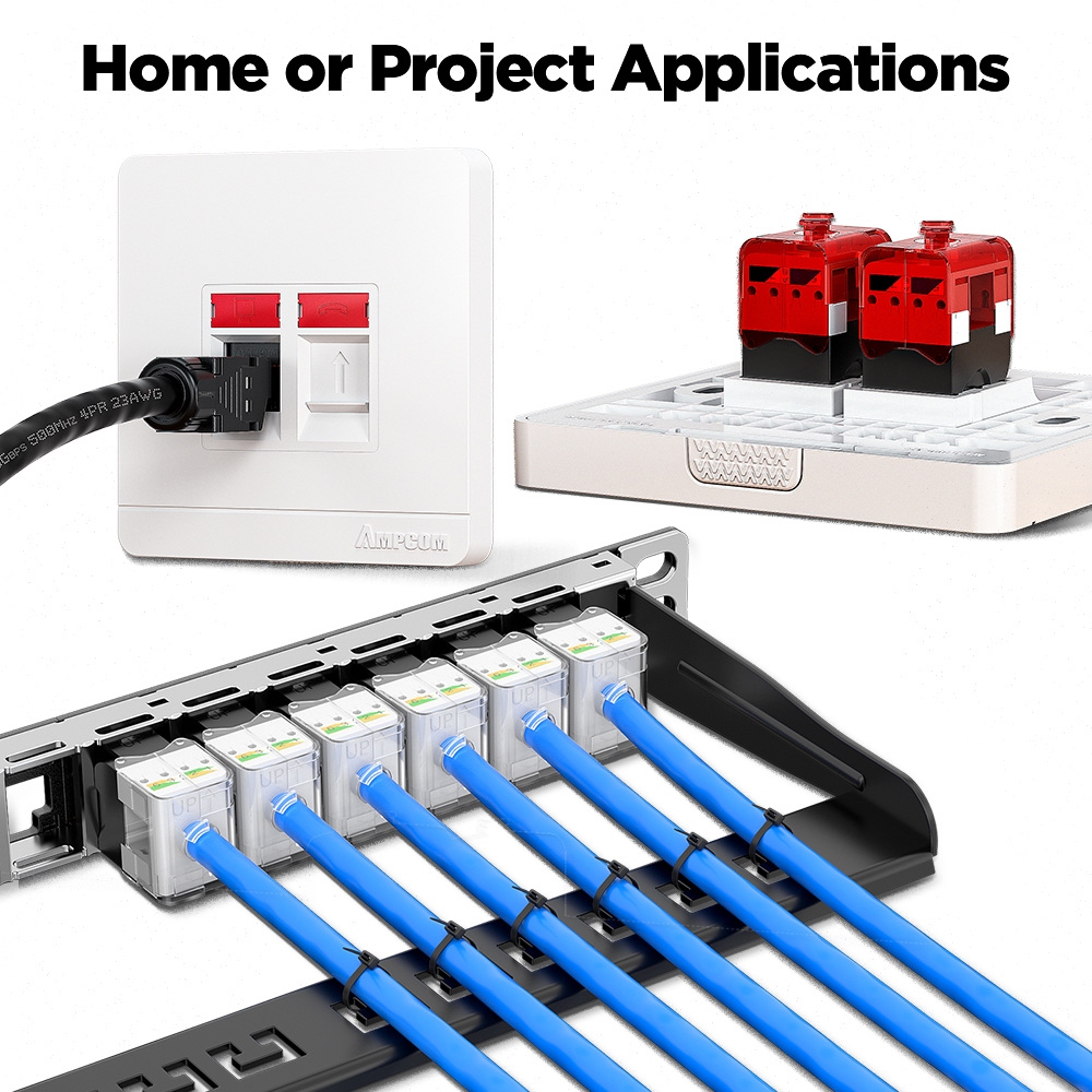 AMPCOM RJ45 Keystone Jack, โมดูลแอดาปเตอร์ CAT6 RJ45 UTP ไม่จำเป็นต้องใช้อุปกรณ์ตีกลับ
