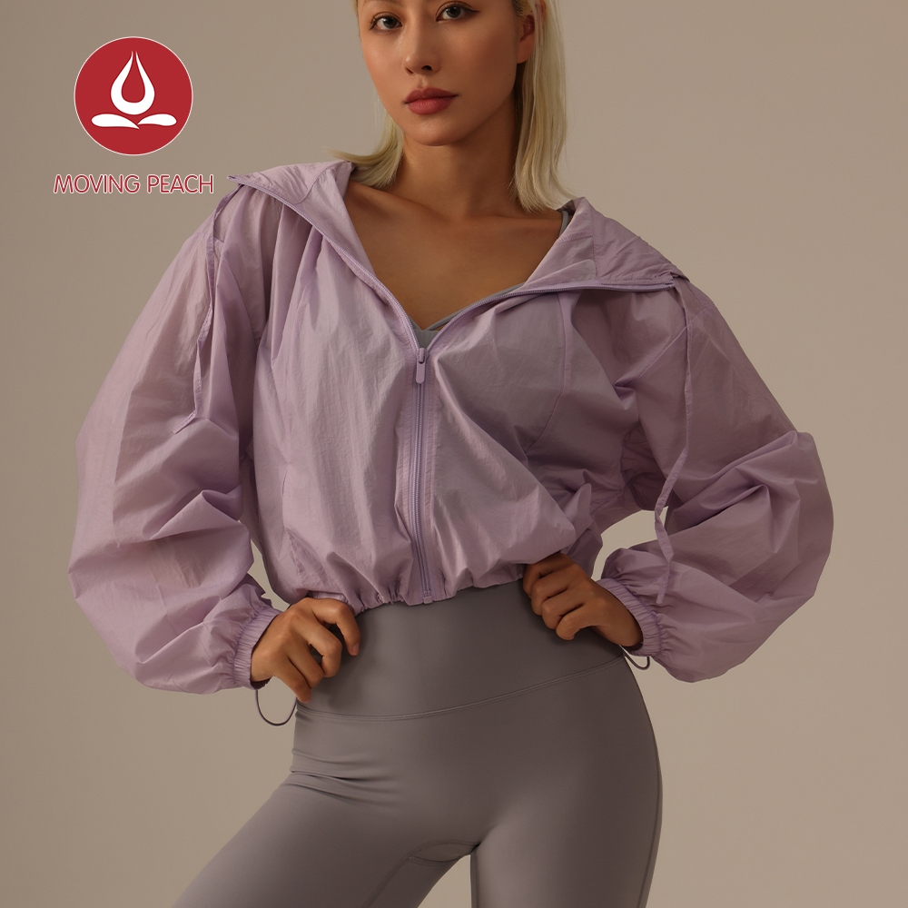 MOVING PEACH ผู้หญิงแจ็คเก็ตป้องกันรังสียูวีน้ําหนักเบา Windbreaker Jacket Breathable UPF 50 + ขี่จักรยานกลางแจ้งกีฬา Sun Protection Hoodie BSL - รูปที่ 5