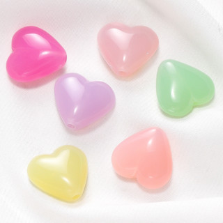St. kunkka 10-20 ชิ้นลูกปัดหัวใจอะคริลิคสีเยลลี่หัวใจลูกปัดแ…