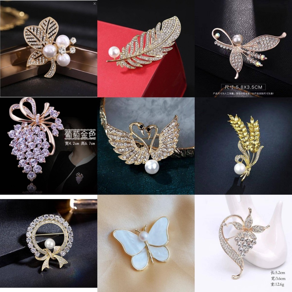 เข็มกลัด โลหะผสม ประดับไข่มุก พลอยเทียม อเนกประสงค์ สไตล์เกาหลี