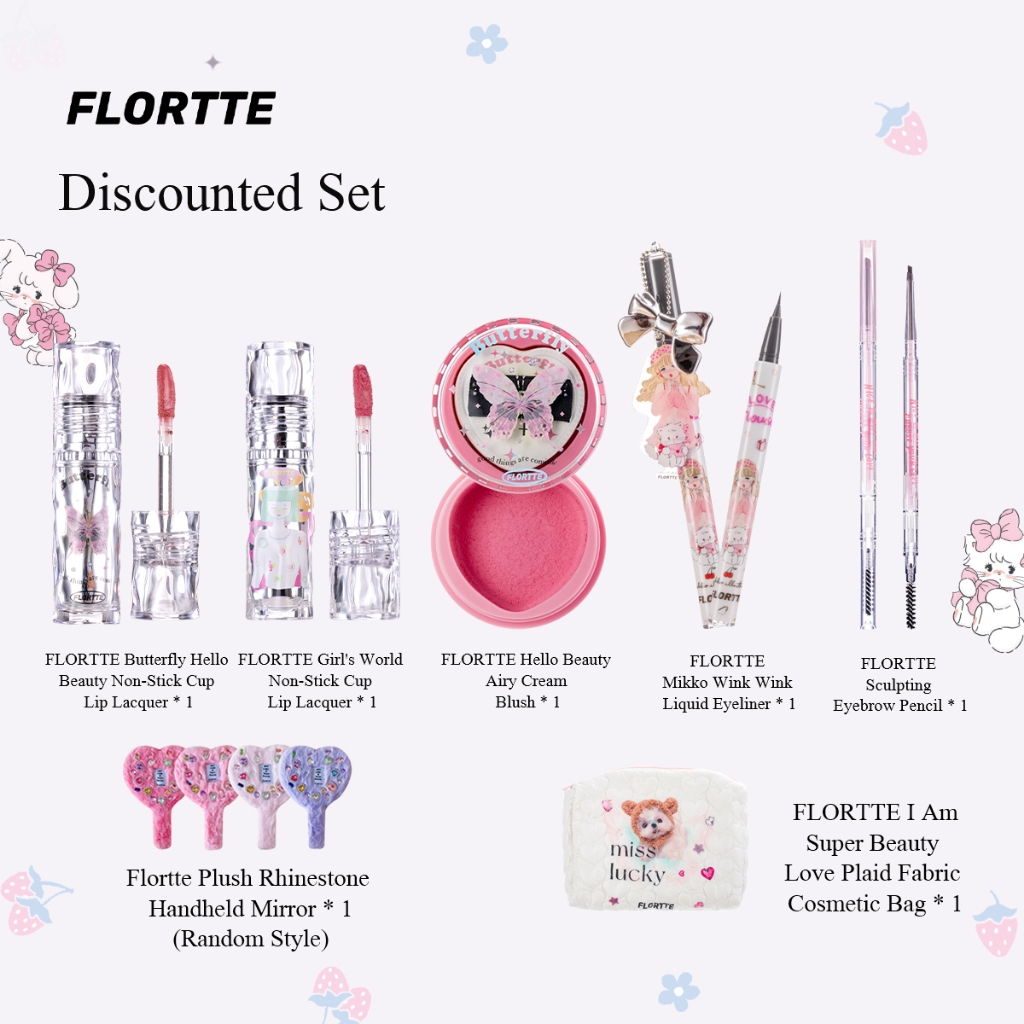 Flortte ชุดของขวัญแต ่ งหน ้ าขนาดเล ็ กและชุดความงาม