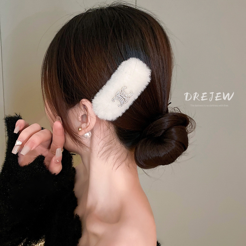 DREJEW เพชร-encrusted double C ตุ๊กตา BB คลิปกิ๊บหวานและหลากหลายคลิปเรียบแฟชั่น headwear และเครื่องประดับผม