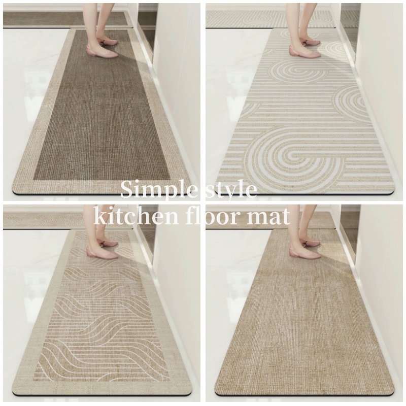 พรมห้องครัว วัสดุโคลนไดอะตอม เรียบง่ายสไตล์บรรยากาศ ขนาด 40*60cm และ 40*120cm เป็นมิตรกับสิ่งแวดล้อม มีสุขภาพดี และไม่มีกลิ่น ทนต่อคราบน้ำมัน ดูดซับได้สูง และทำความสะอาดง่าย พรมเช็ดเท้า ห้องน้ํา พรมเช็ดเท้าซับน้ําได้ดี พรมกันลื่น