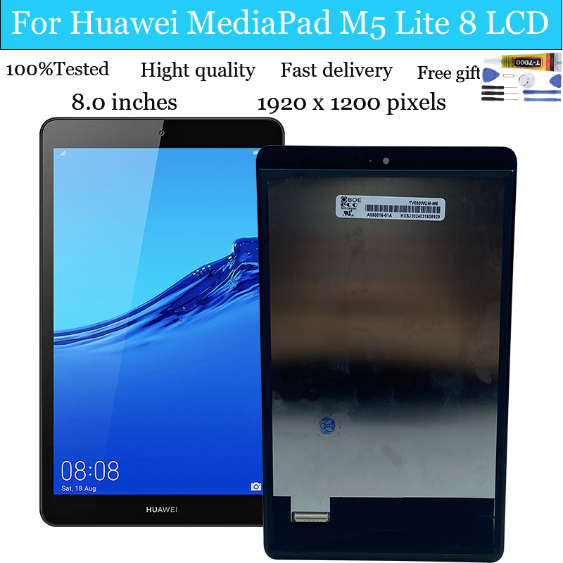สําหรับ Huawei Mediapad M5 Lite 8 2019 JDN2-W09 JDN2-AL00 JDN2-L09 จอแสดงผล LCD หน ้ าจอสัมผัส Digit