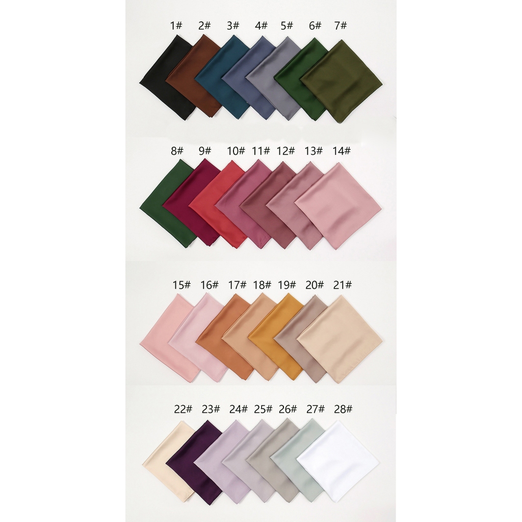 ลาเวน 110*110เซนติเมตรแข็งซาตินผ้าพันคอไหมผ้าพันคอมุสลิมสแควร์เคลือบซาตินฮิญาบเลียนแบบผ้าไหมผ้าคลุมไหล่ - รูปที่ 7