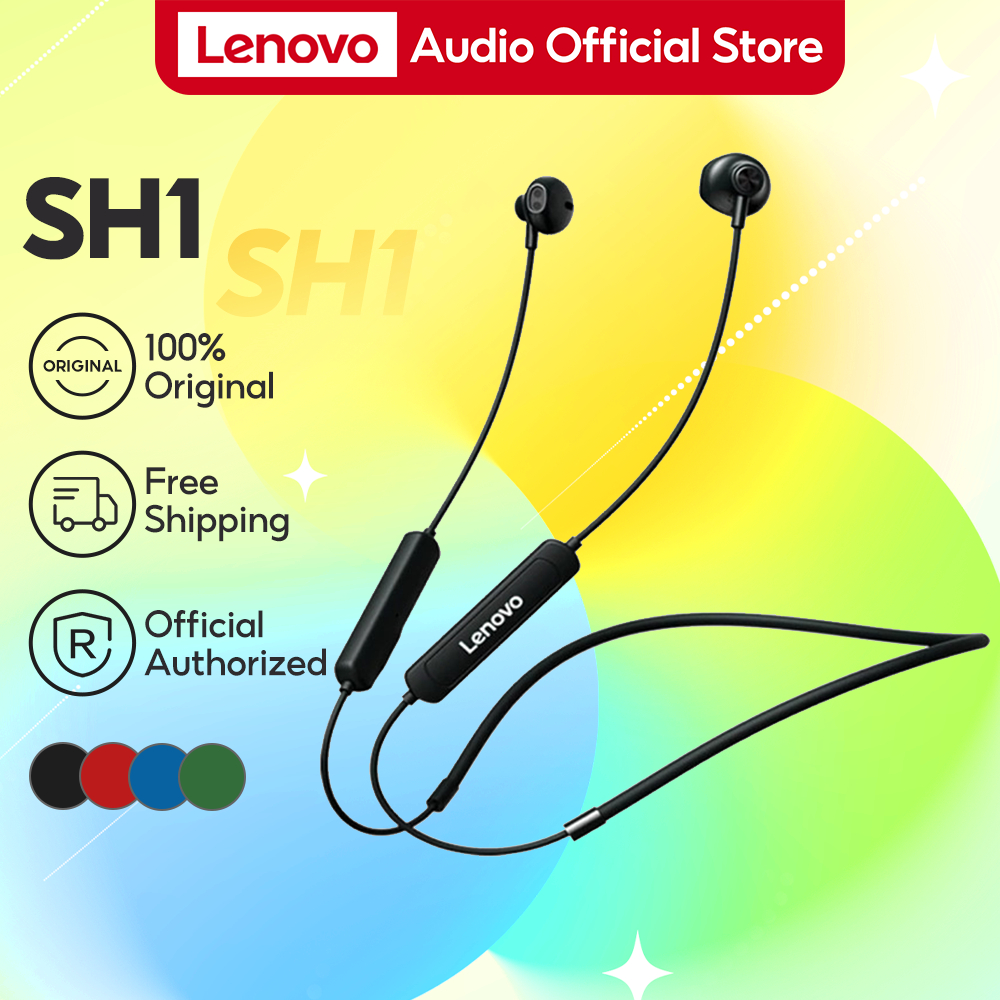 Lenovo SH1 หูฟังบลูทูธ Ipx5 แบตเตอรี่ยาว หูฟัง Sports เสียงเบส Neckband Bluetooth 5.0 TWS