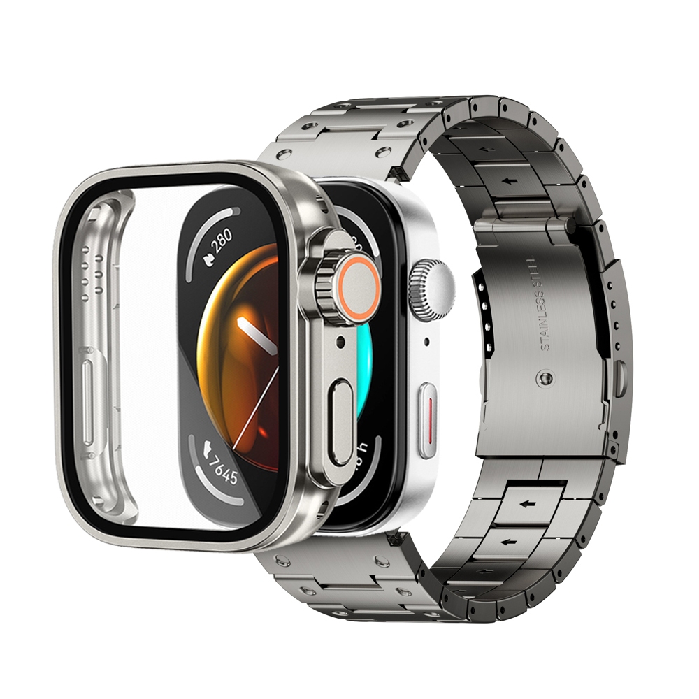 สายสแตนเลสโลหะสําหรับนาฬิกา Huawei Fit3 สายนาฬิกา G-SHOCK สไตล์สายโลหะเต็มรูปแบบสําหรับ Huawei Fit 3 เคสป้องกันปรับเปลี่ยน PC Hard Case + ฟิล์มแก้วป้องกันหน้าจอ