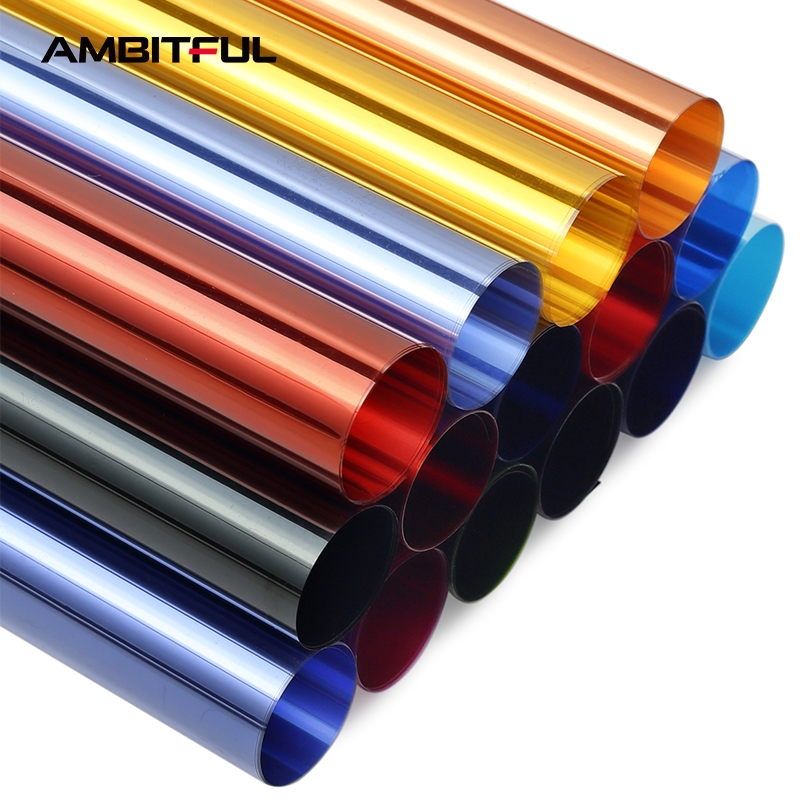 AMBITFUL 40*50 ซม./80*100 ซม.เจลสีสําหรับถ่ายภาพวิดีโอ Soft Light กระดาษเจลสีอุณหภูมิฟิล์มเวทีฟิล์มกรองกระดาษยิง Props เจลสีตัวกรองสําหรับ Photo St