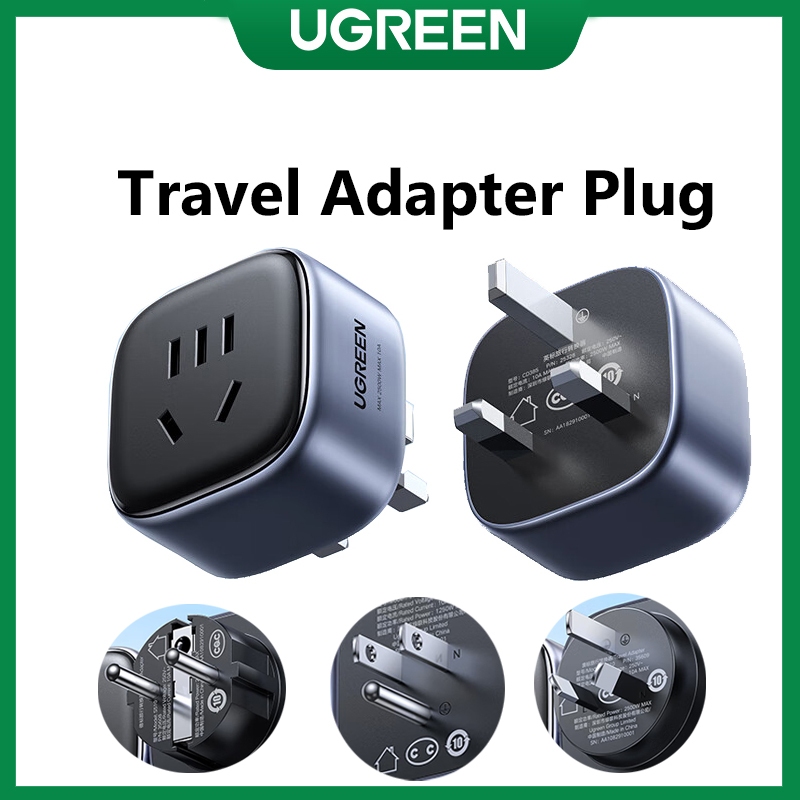 Ugreen ปลั๊กแปลงไฟ 250V เป็นซ็อกเก็ต หลายประเทศ สําหรับเดินทาง