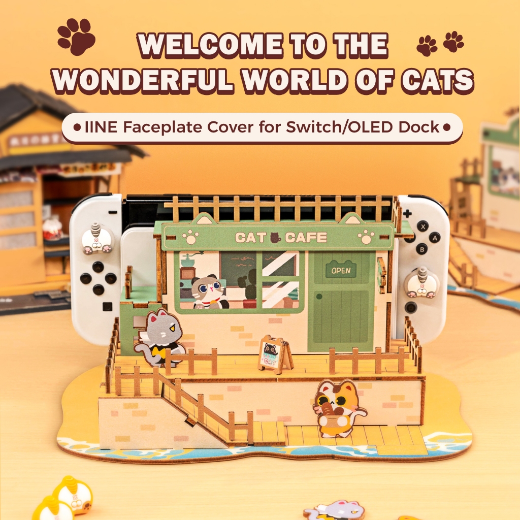 Iine Cat Cafe Faceplate สําหรับ Switch/OLED Dock Storage อุปกรณ์เสริมเกม Nintendo Switch