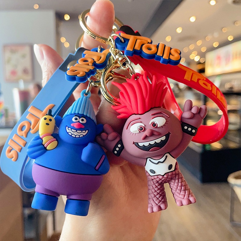 พวงกุญแจ Trolls การ์ตูนอนิเมชั่นภาพยนตร์แอนิเมชั่น ตัวละครโทรลล์น่าเกลียด ของเล่นเด็ก ของขวัญสำหรับเ