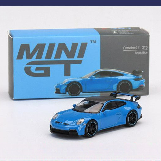 Mini GT 1: 64 Porsche 911 (992) GT3 Blue Alloy Car Model MINI Car Model ประณีตตกแต่งของเล่น