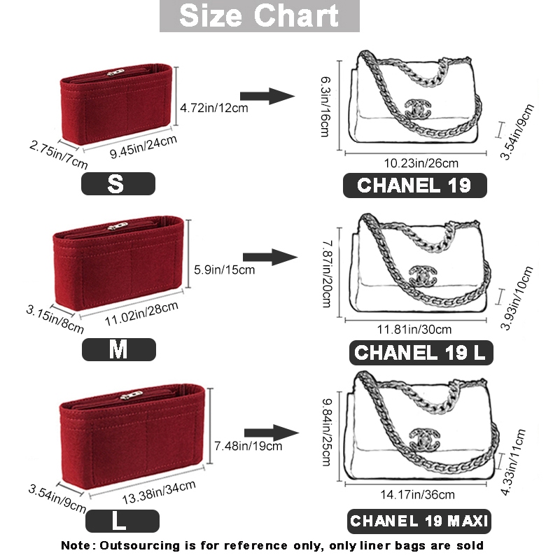 อุปกรณ์เสริมกระเป๋าเหมาะสําหรับ C-19 flap bag กระเป๋าซับด้านในถุงเก็บกระเป๋าซับในด้านใน