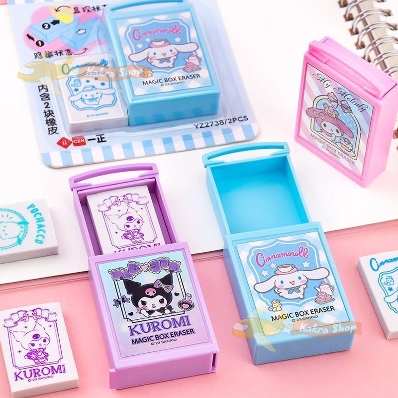 ซานริโอ กล่องยางลบมหัศจรรย์ การ์ตูน Sanrio Kuromi ยางลบ กล่องวิเศษ เด็ก เครื่องเขียน ของขวัญวันเกิด eraser magic box