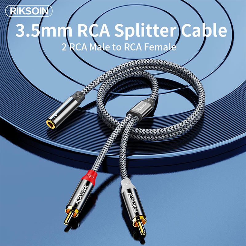 สายแปลงเสียงสเตอริโอชาย 2RCA ถึง 3.5 มม. หญิง Riksoin RCA