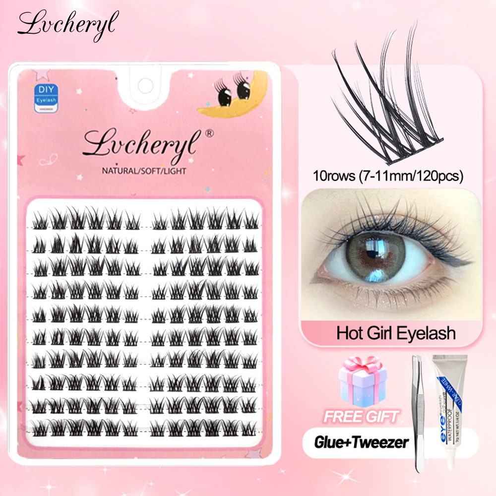 Lvcheryl 10 แถวแบ่งส่วนขนตากาว, แฟชั่นธรรมชาตินุ่มขนตาปลอมสาวฮอตเครื่องมือแต่งหน้า