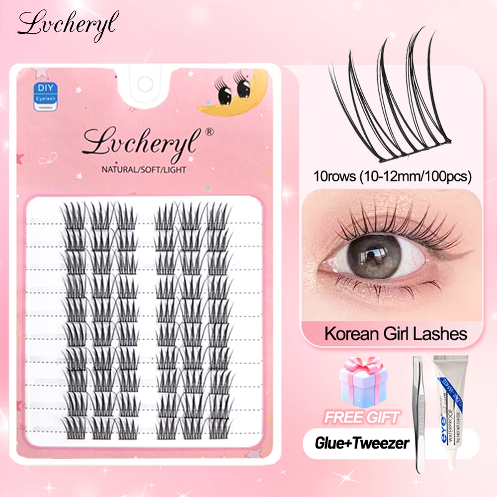 Lvcheryl ขนตาปลอม รูปอุ้งเท้าแมว แบบนิ่ม ดูเป็นธรรมชาติ พร้อมกาว สําหรับแต่งหน้า