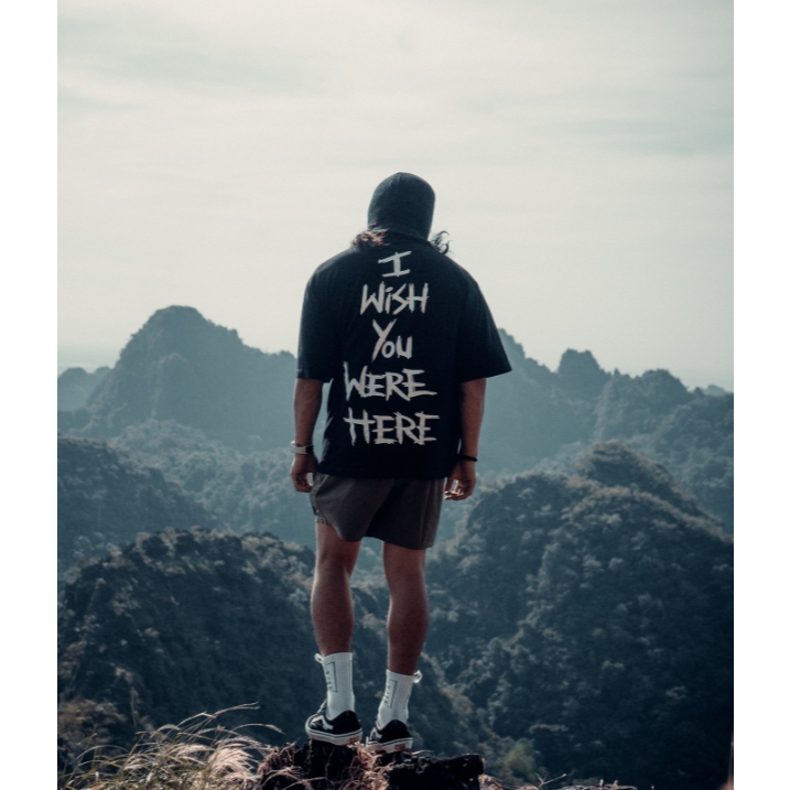 I WISH YOU WERE HERE เสื้อยืดกราฟิก TEE STREET WEAR เสื้อผ้า OVERSIZE MENS TOPS