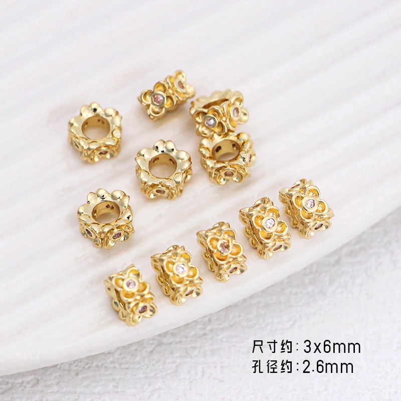 18k Gold Round Wave รูปแบบเพทายลูกไม ้ ขอบสไตล ์ คลาสสิก Spacer ลูกปัดเกียร ์ แฟนซี diy Spacer ลูกปัดหลวม ราคา ถูกที่สุด ดีลบีเคเค แกลเลอรีภาพที่ 2