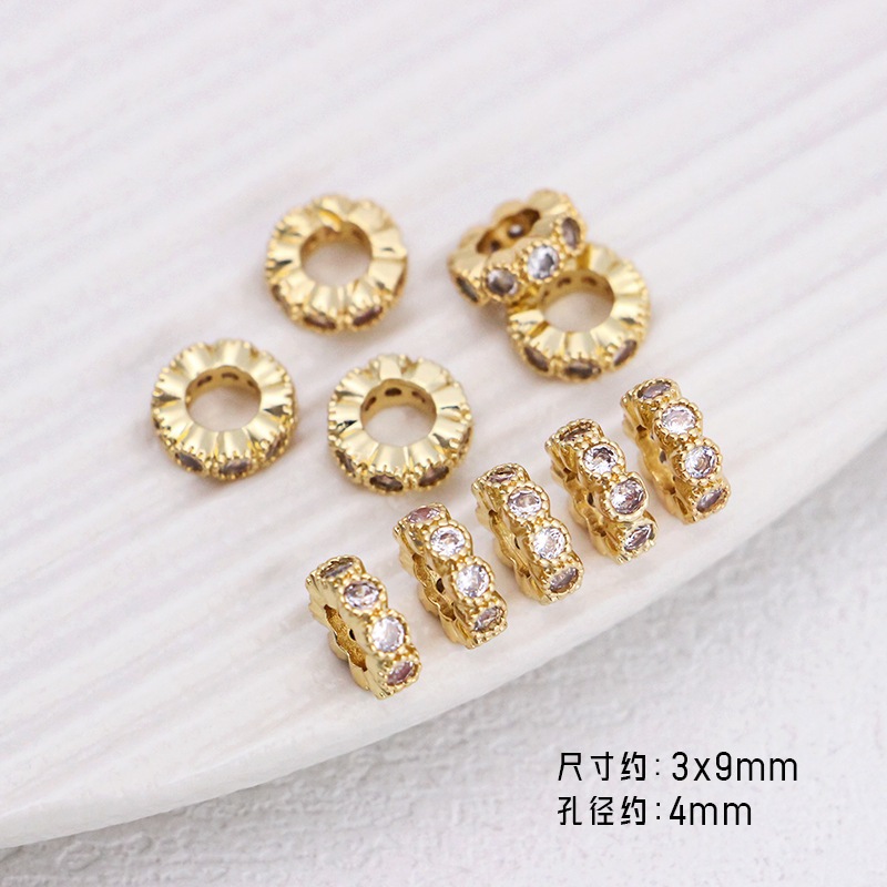 18k Gold Round Wave รูปแบบเพทายลูกไม ้ ขอบสไตล ์ คลาสสิก Spacer ลูกปัดเกียร ์ แฟนซี diy Spacer ลูกปัดหลวม ราคา ถูกที่สุด ดีลบีเคเค แกลเลอรีภาพที่ 8