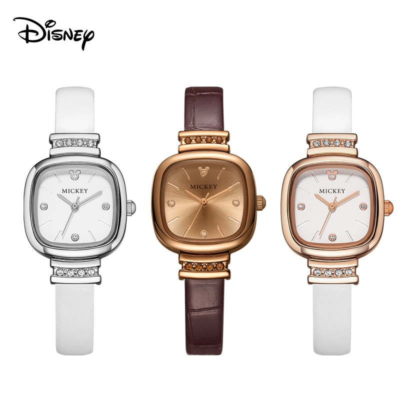 Disney Official ของแท ้ Mickey Series MK-11523 สุภาพสตรีนาฬิกาควอทซ ์ กันน ้ ําสายหนัง