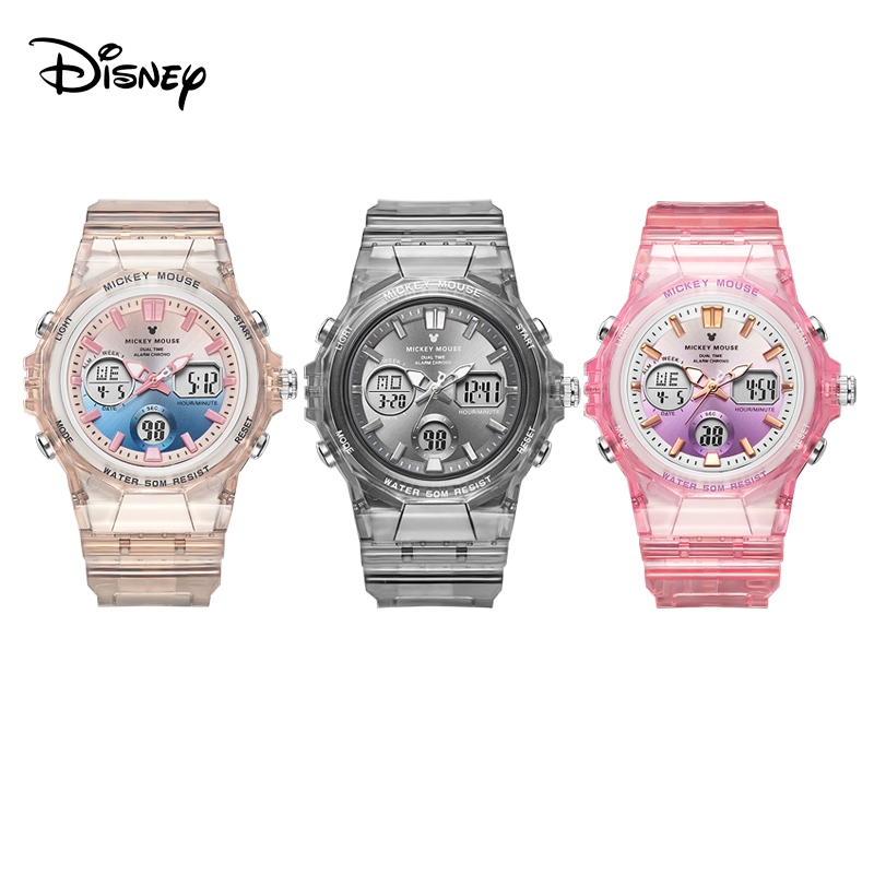 Disney Official ของแท ้ Mickey Series MK-15252 นาฬิกาอิเล ็ กทรอนิกส ์ กันน ้ ําสําหรับสุภาพสตรี