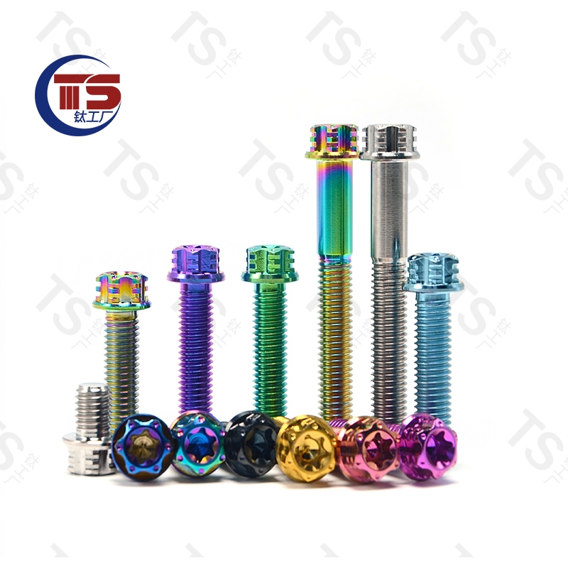 สกรูหน้าแปลนไทเทเนียมอัลลอยด์ Ts M8 * 10-45 มม. ความแข็งแรงสูง สําหรับรถจักรยานยนต์