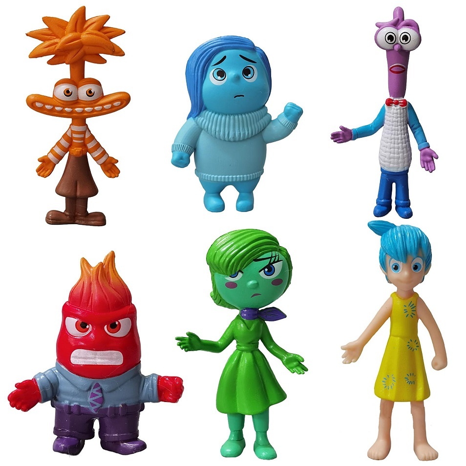 6 ชิ้น/เซ็ตใหม่ภายในออก 2 Action Figure ของเล่นการ์ตูนภาพยนตร์ตุ๊กตา Joy ความวิตกกังวล Anger Sadeness Disgust Fear ตุ๊กตาเด็กของขวัญ