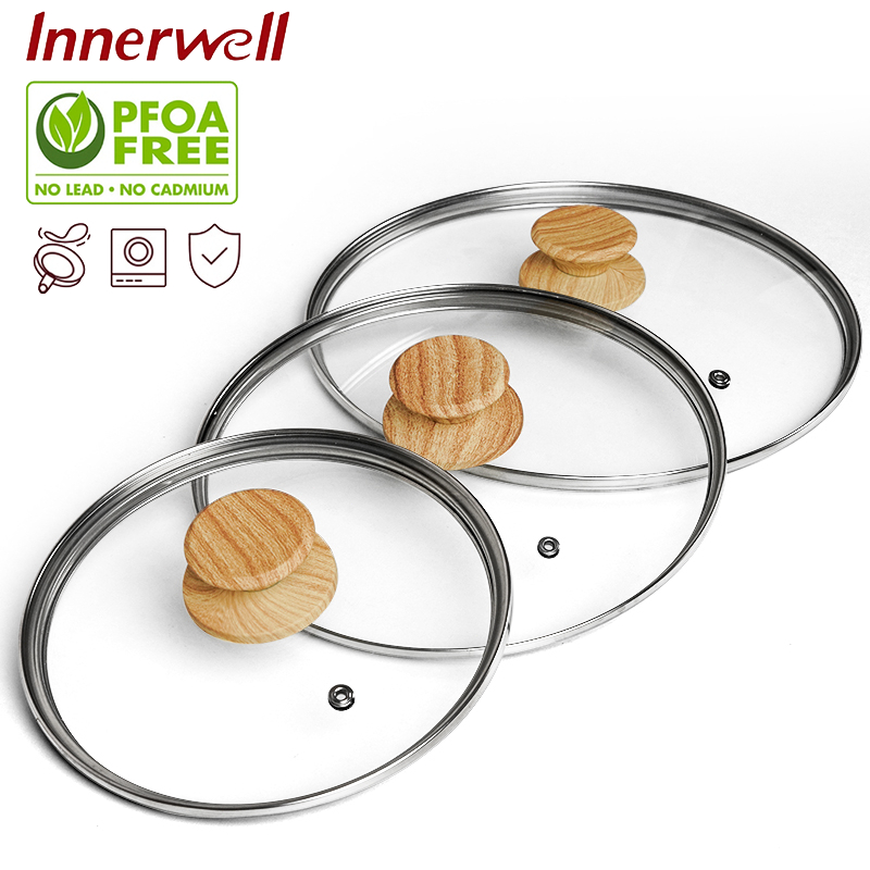 Innerwell กระทะกระทะกระทะกระจกนิรภัยฝาแก้ว / ฝาครอบกระทะ / Kuali Penutup / ฝาปิด [20 ซม./24 ซม./28 ซม.]
