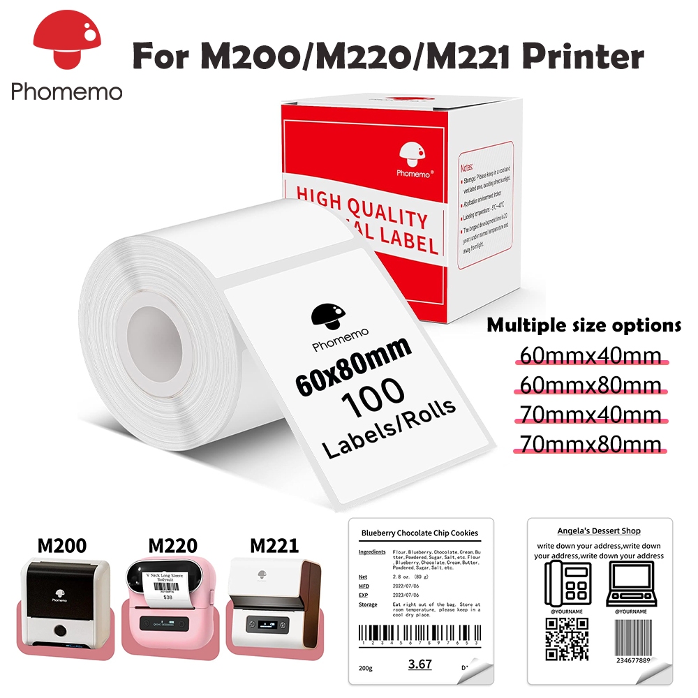 Phomemo สติกเกอร์ฉลากความร้อนสำหรับเครื่องพิมพ์ M200 M220 M221