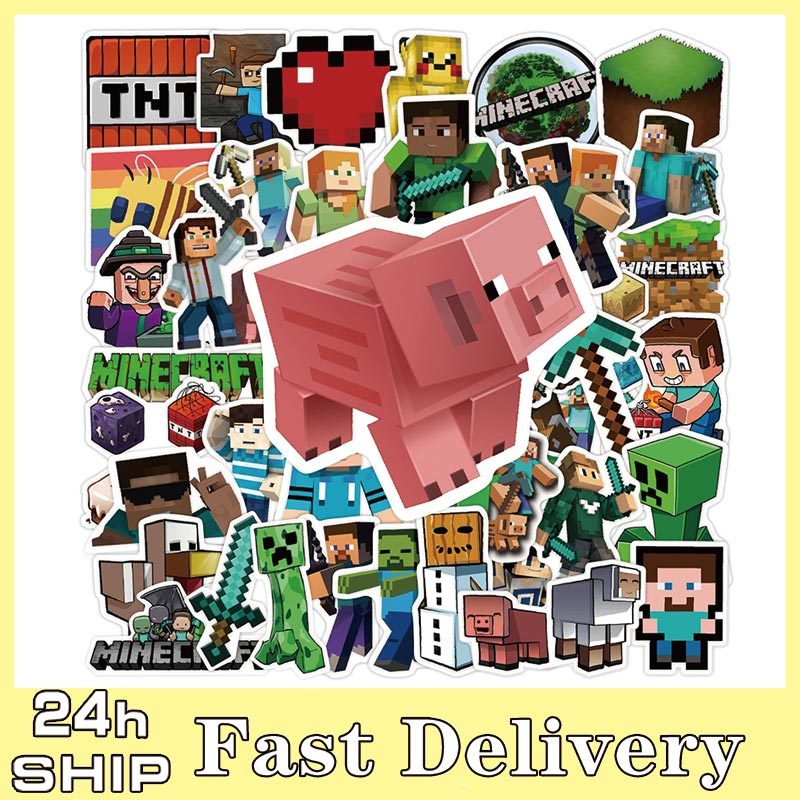 50 ชิ้นเกม Minecraft สติกเกอร์แฟชั่น DIY กระเป๋าเดินทางแล็ปท็อปสเก็ตบอร์ด Decals สติกเกอร์ฉลาก