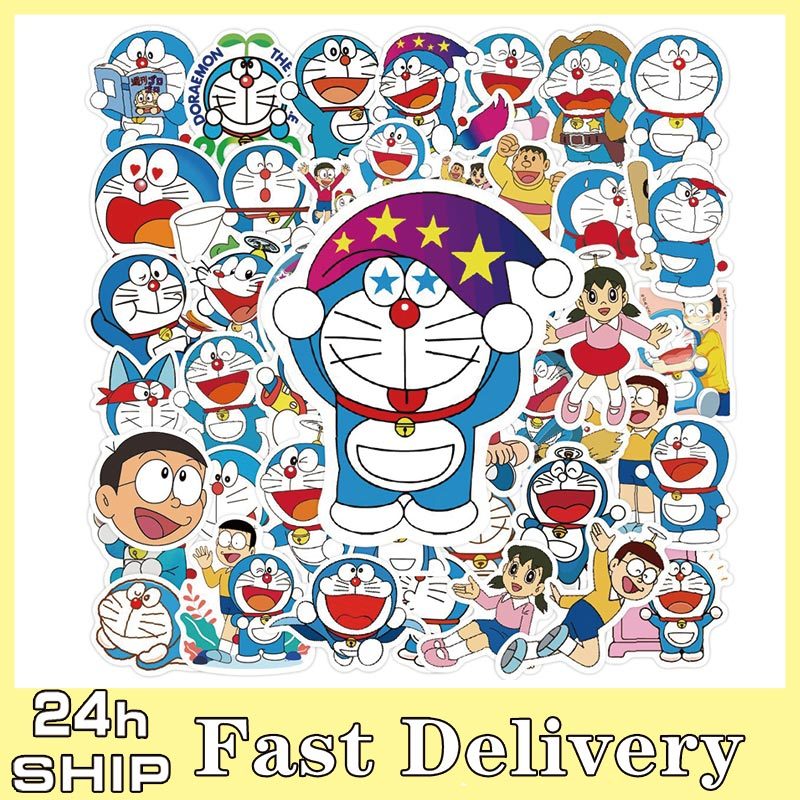 50ชิ้นโดราเอมอนสติ๊กเกอร์แพ็คทําเองตกแต่งรูปลอกกันน้ําที่ถอดออกได้น่ารักอะนิเมะสติ๊กเกอร์ฉลาก